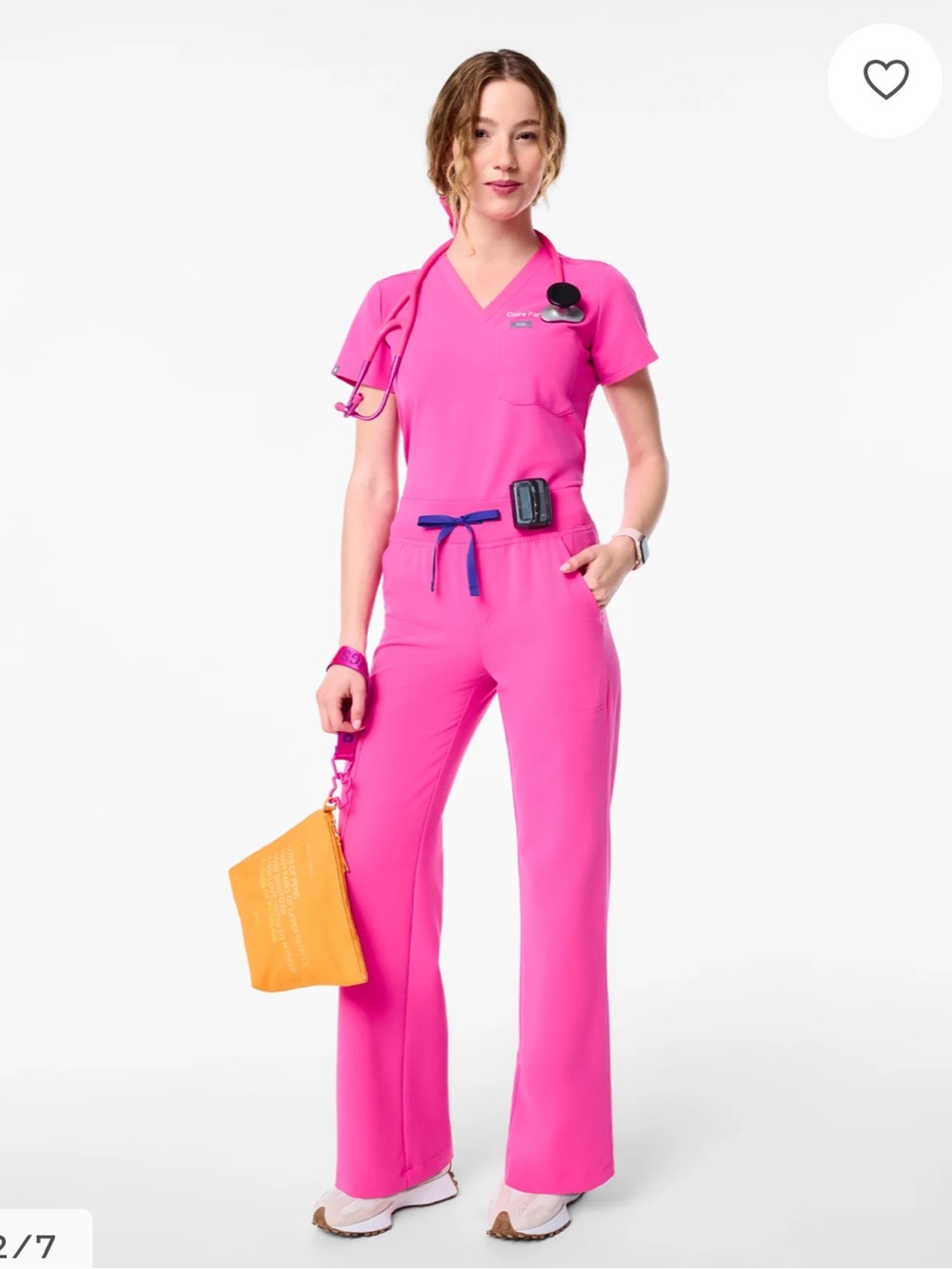 NWT Figs PINK Scrub Set - High Waist Isabel Pants and Catarina Top, XSP